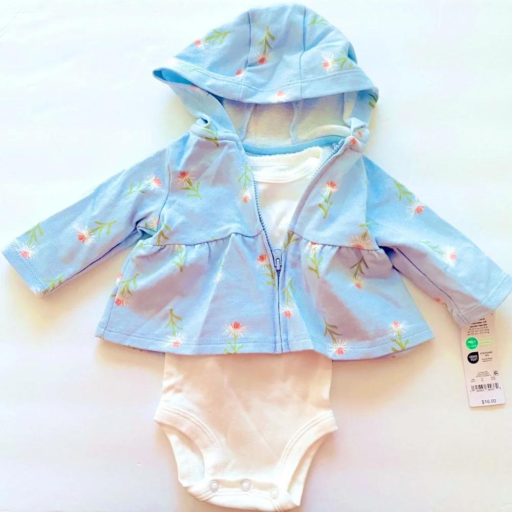 CARTER’S 2 PIECE SET BLUE WHITE NEWBORN